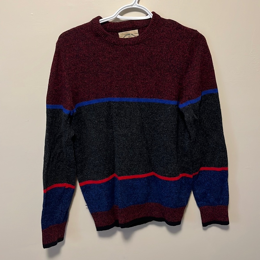 Red and dark grey sweater